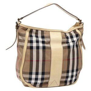 Authentic BURBERRY Nova Check Shoulder Bag Canvas Beige
